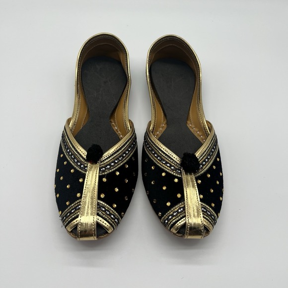 Punjabi Jutti Wedding Bridal Flats Indian Designer Ethnic Shoes - Picture 1 of 6